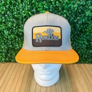 Ranglers Patch Logo Mesh Trucker Snapback Cap Hat Yellow Gray  Adult Hat
